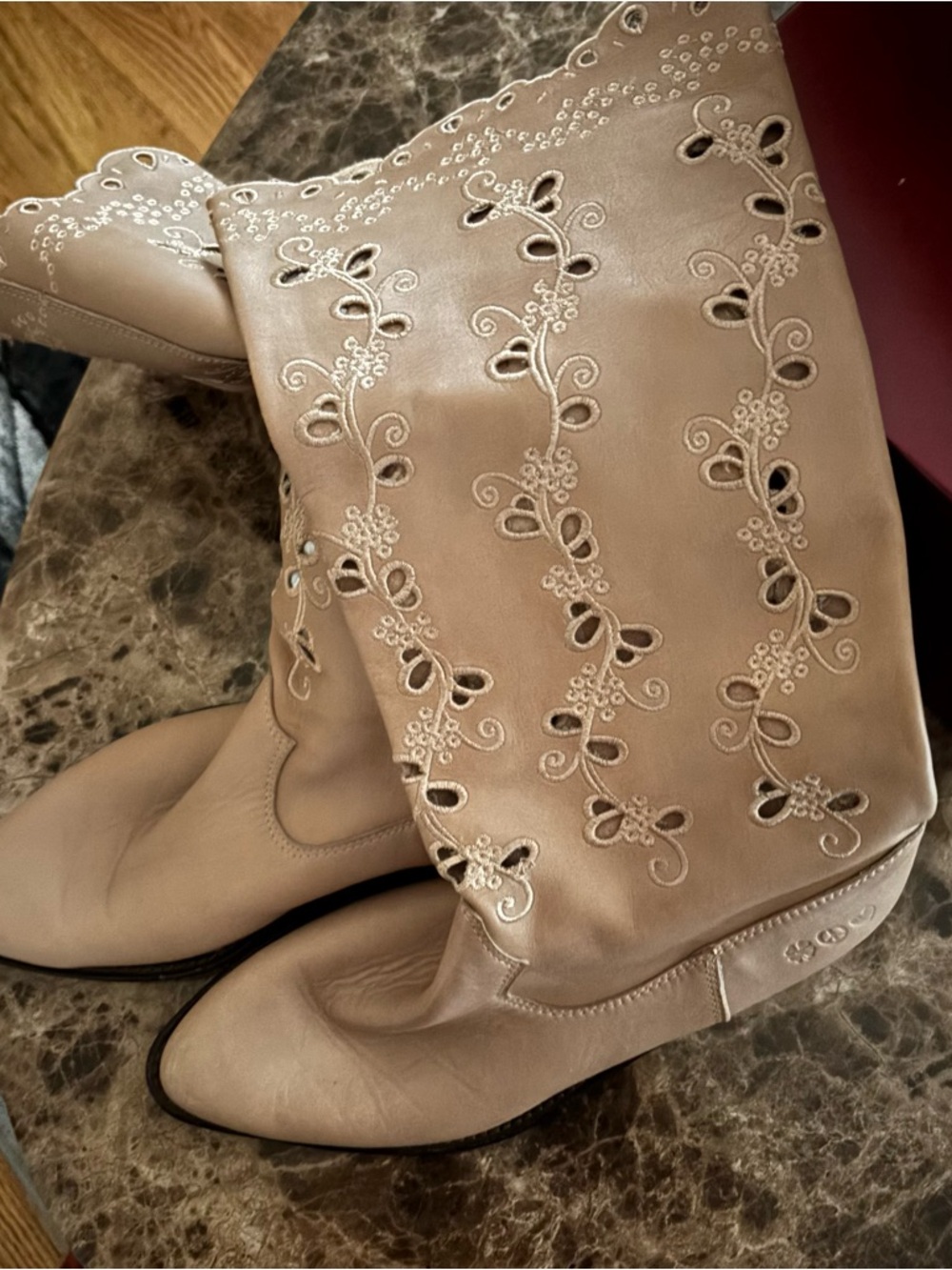 Lucky Pink Floral Embroidered Cut Out Boots